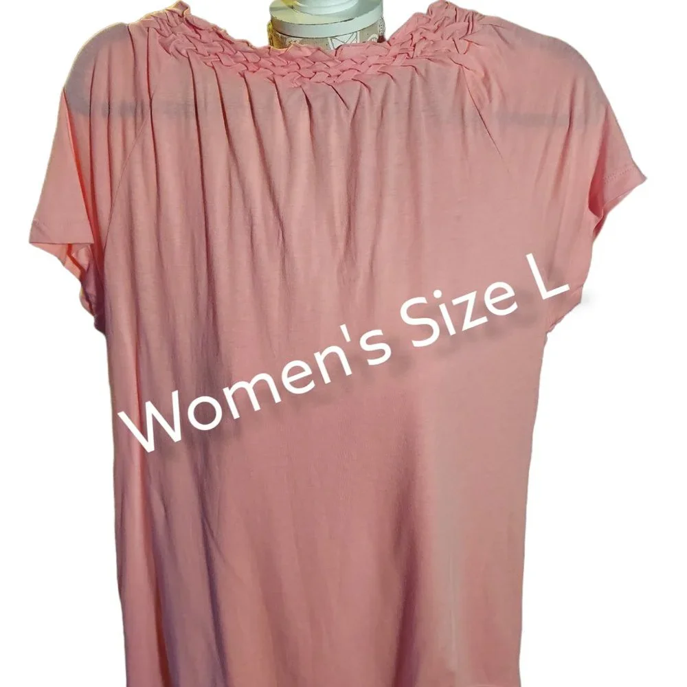 Talbots Short Sleeve Pink/Peachy Top Women's Size L NWT - Picture 2 of 4